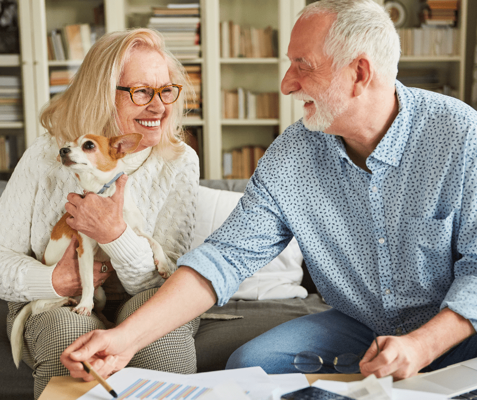 April 25 Events Page Image - Inspirations of Mount Washington Elderly man and woman smiling and holding small dog